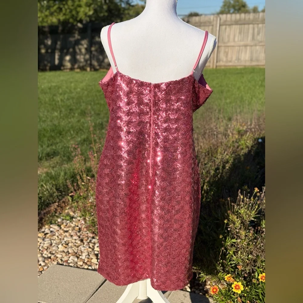 Dolls Kill Trac Pink Sequins Preppy Y2K Mini Dress - Picture 5 of 8